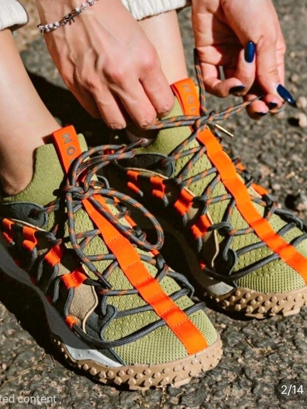 HOLO Footwear Zeus Trail Running Shoe Color Block Sneakers in Green & Orange